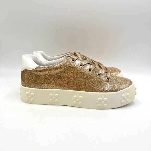 Katy Perry Shoes - Katy Perry Womens Size 7.5 The Florral Champagne Sparkly Sneakers Shoes 7.5M